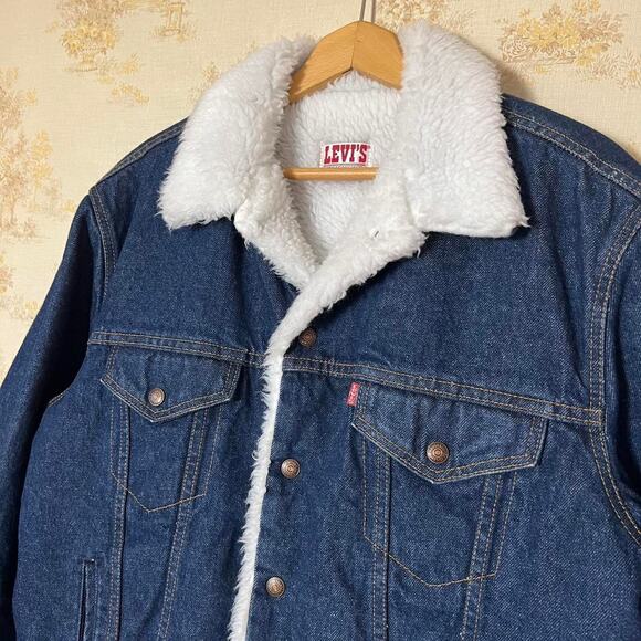 NWOT Vtg 80s Levi’s Sherpa-Lined Type 3 Denim Trucker Boa Jacket 44L 71608-0216 - Picture 2 of 8